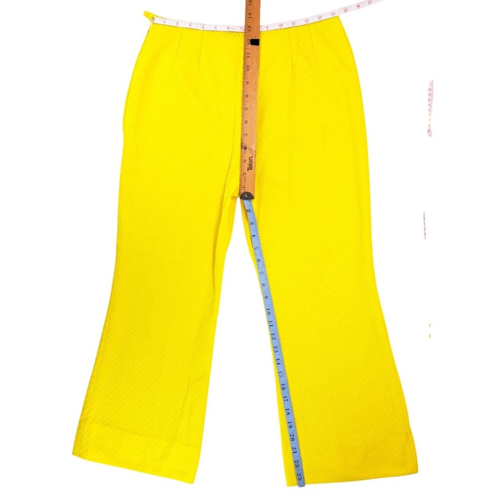 Vintage Handmade Yellow Polyester Texture Wide-Leg Crop Pant Side Zipper Size 29 - Picture 5 of 7
